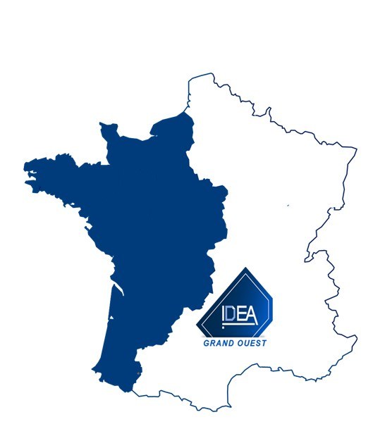 Carte du Grand Ouest — zone d'intervention IDEA Rétro Expertise